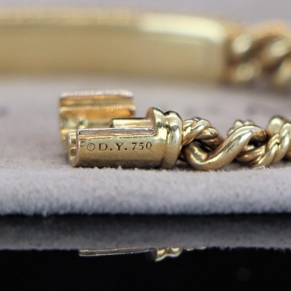 20378 David Yurman 18K Solid Yellow Gold Petite Pave Diamond ID Chain Bracelet - Picture 5 of 6